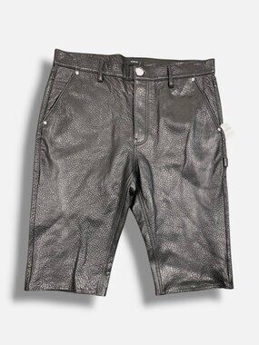 Purple Brand Men's Black Grained Leather Shorts Size 36